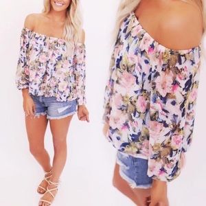 Boutique floral off shoulder blouse
